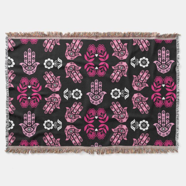 Hamsa-Hand-Schutz-Kunst Decke (Vorderseite)