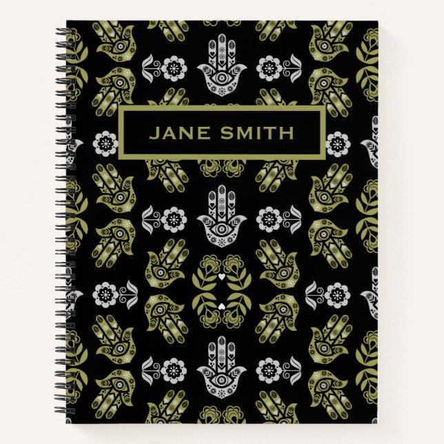 Hamsa-Hand-Schutz-Kunst Notizbuch (Vorderseite)