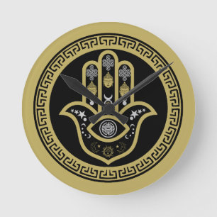 Hamsa-Hand-Schutz vor dem Bösen Blick Runde Wanduhr