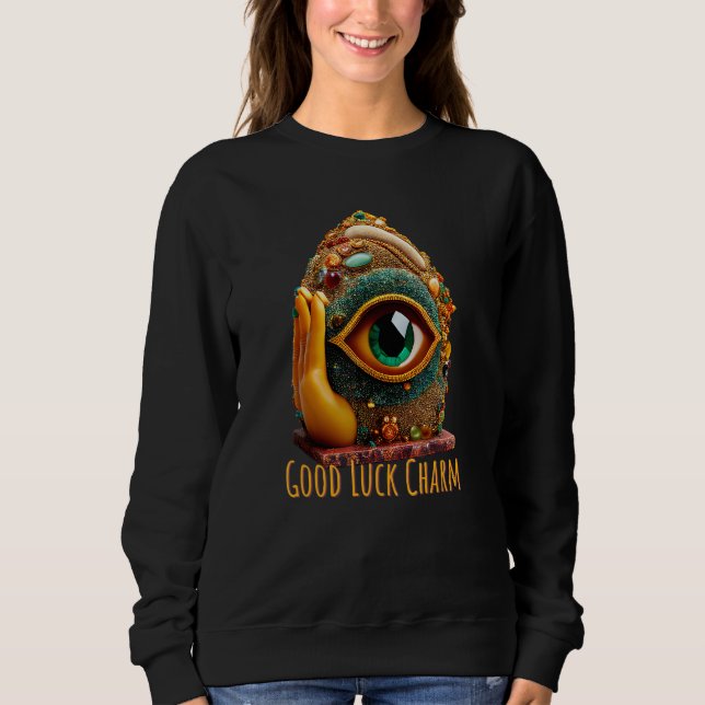 Hamsa-Hand-Tigerauge 2 Sweatshirt (Vorderseite)