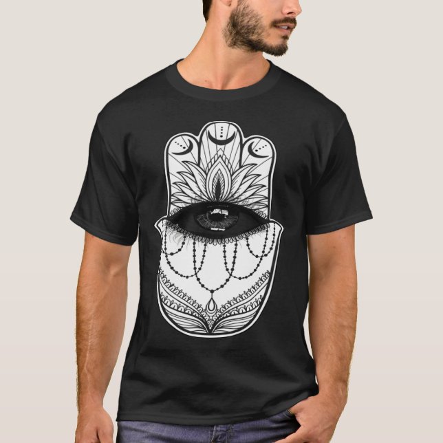 Hamsa Hand Yogi Hand Hams Amulet Good Luck Charm B T-Shirt (Vorderseite)