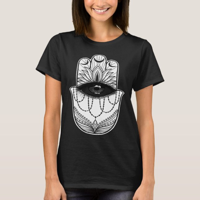 Hamsa Hand Yogi Hand Hams Amulet Good Luck Charm B T-Shirt (Vorderseite)
