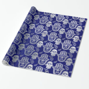 Hamsa Handmuster - Perle und Silber auf lapis laz Geschenkpapier