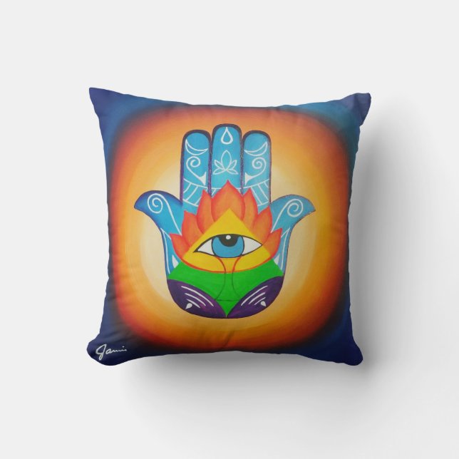 Hamsa Handschöne Kunst Kissen (Vorderseite)