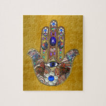 Hamsa-Herzen Blumen-Opal-Kunst auf Gold