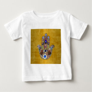 Hamsa Hört Blume Opal Art on Gold Baby T-shirt