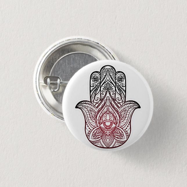 Hamsa mit bohischem Muster Button (Vorne & Hinten)