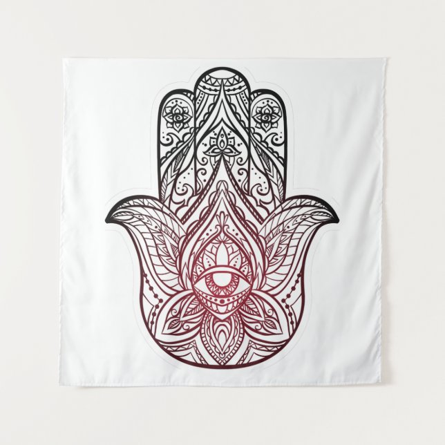 Hamsa mit bohischem Muster Wandteppich (Vorderseite)