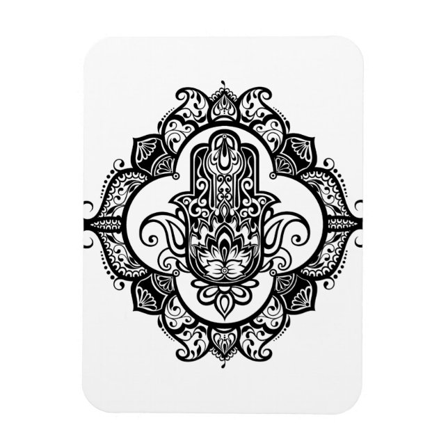 Hamsa mit Ethnic Ornaments Doodle Magnet (Vertikal)