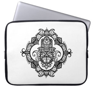 Hamsa mit ethnischem Verzierungs-Gekritzel Laptopschutzhülle
