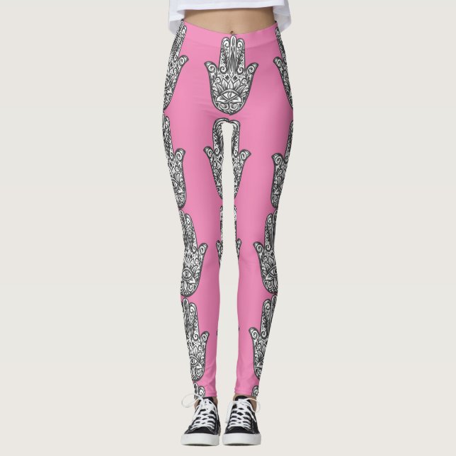 Hamsa Pink Leggings (Vorderseite)