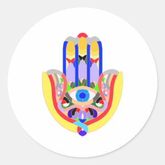 Hamsa - sehr bunt runder aufkleber