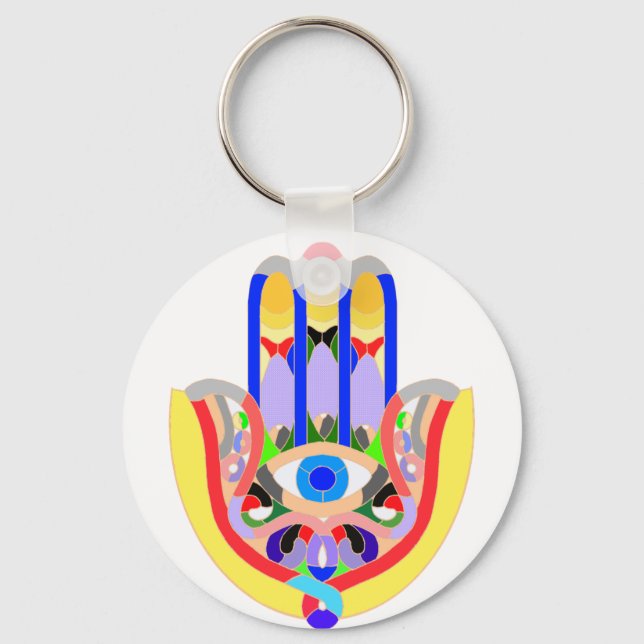 Hamsa - sehr bunt schlüsselanhänger (Vorderseite)