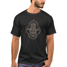 hamsa (Taupe) schwarzer T - Shirt