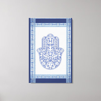 hamsa*tunis*morocco*henna*blau leinwanddruck