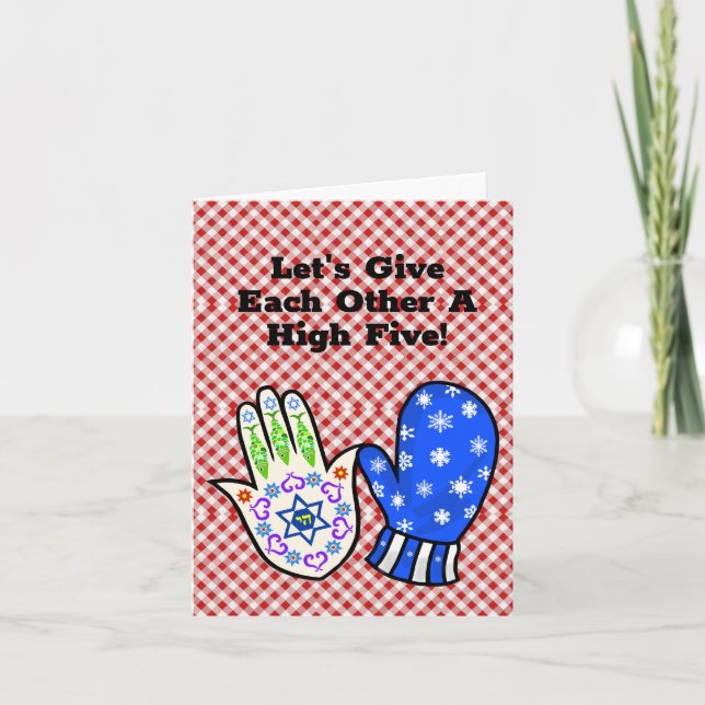 Hamsa und Mitten Funny Chrismukkah Grußkarte Karte (Vorderseite)