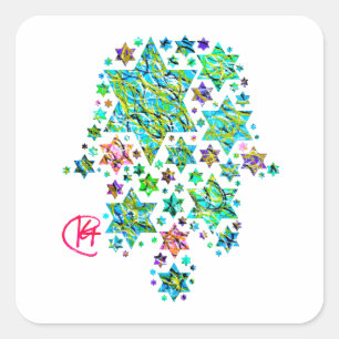 Hamsa von jüdischer Stars Art Quadratischer Aufkleber