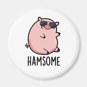 Hamsome Funny Pig Pun Magnet