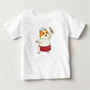 Hamster als Baker mit rollendem Button Baby T-shirt