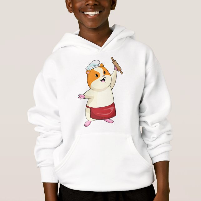 Hamster als Baker mit rollendem Button Hoodie (Vorderseite)