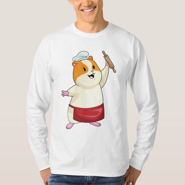 Hamster als Baker mit rollendem Button T-Shirt (Vorderseite)