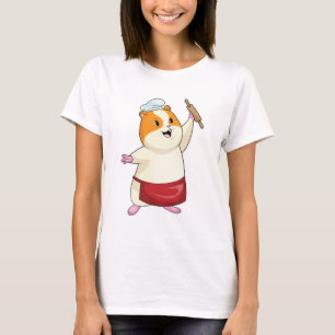 Hamster als Baker mit rollendem Button T-Shirt