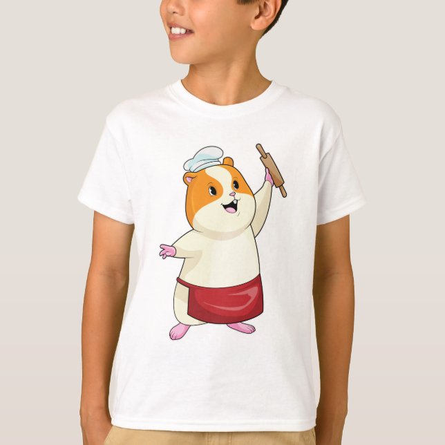 Hamster als Baker mit rollendem Button T-Shirt (Vorderseite)