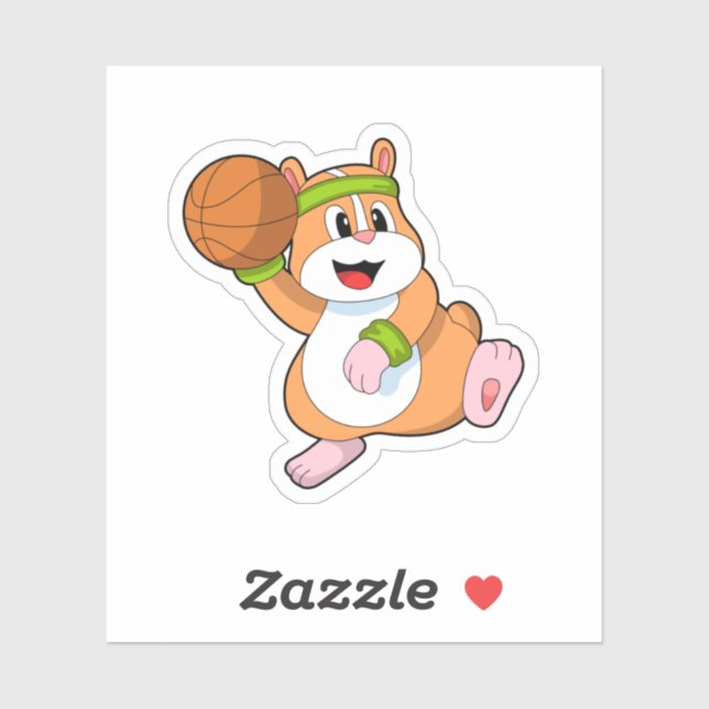 Hamster als Basketballspieler mit Basketball Aufkleber (Blatt)