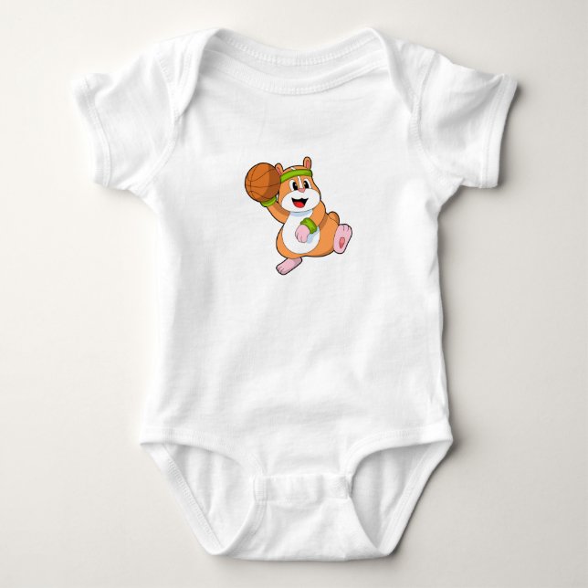 Hamster als Basketballspieler mit Basketball Baby Strampler (Vorderseite)