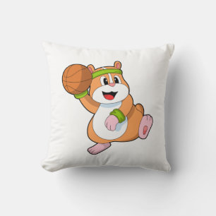 Hamster als Basketballspieler mit Basketball Kissen