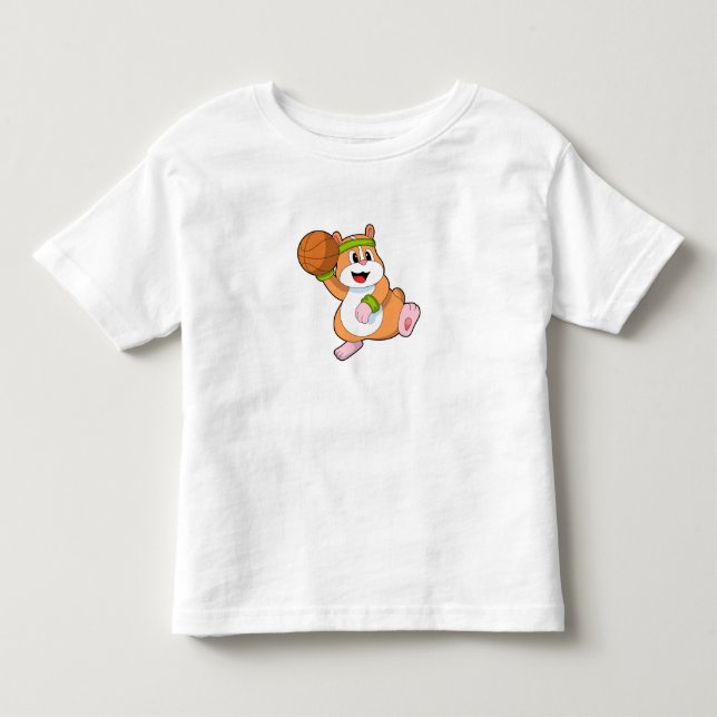 Hamster als Basketballspieler mit Basketball Kleinkind T-shirt (Vorderseite)