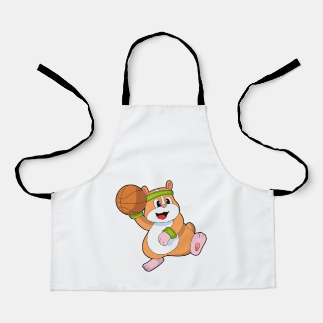 Hamster als Basketballspieler mit Basketball Schürze (Vorderseite)
