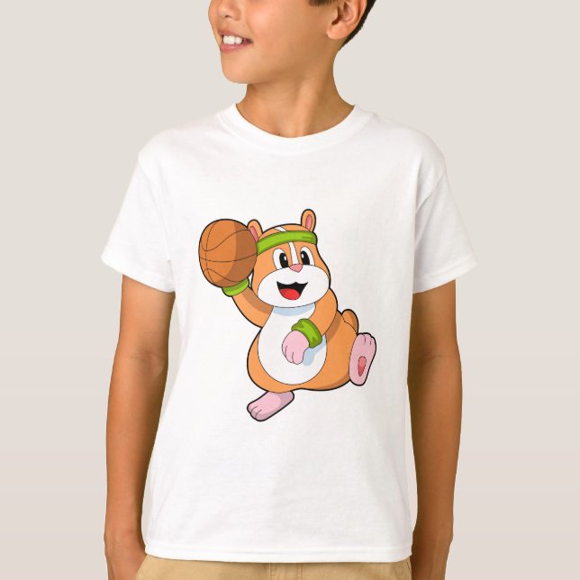 Hamster als Basketballspieler mit Basketball T-Shirt (Vorderseite)