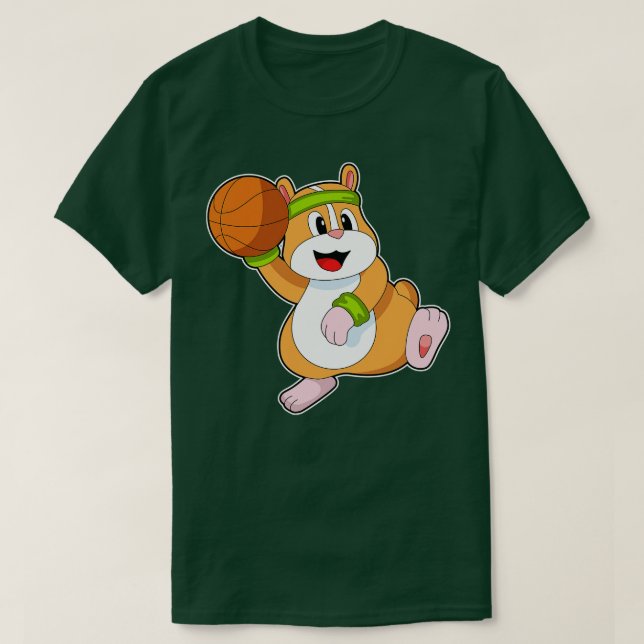 Hamster als Basketballspieler mit Basketball T-Shirt (Design vorne)