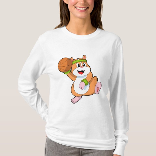 Hamster als Basketballspieler mit Basketball T-Shirt (Vorderseite)