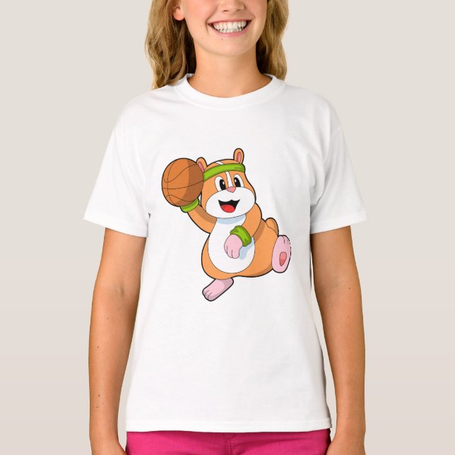 Hamster als Basketballspieler mit Basketball T-Shirt (Vorderseite)