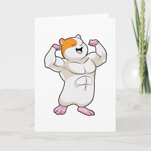 Hamster als Bodybuilder mit großen Muskeln Karte (Vorderseite)