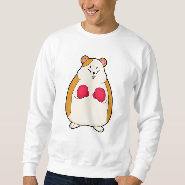 Hamster als Boxer mit Boxhandschuhen Sweatshirt (Vorderseite)