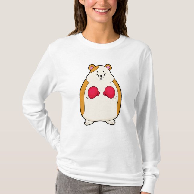 Hamster als Boxer mit Boxhandschuhen T-Shirt (Vorderseite)