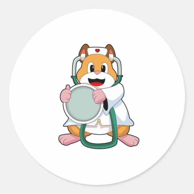 Hamster als Doktor mit Stethoscope.PNG Runder Aufkleber (Vorderseite)