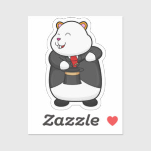 Hamster als Magier mit Zauberstab & Hut Aufkleber