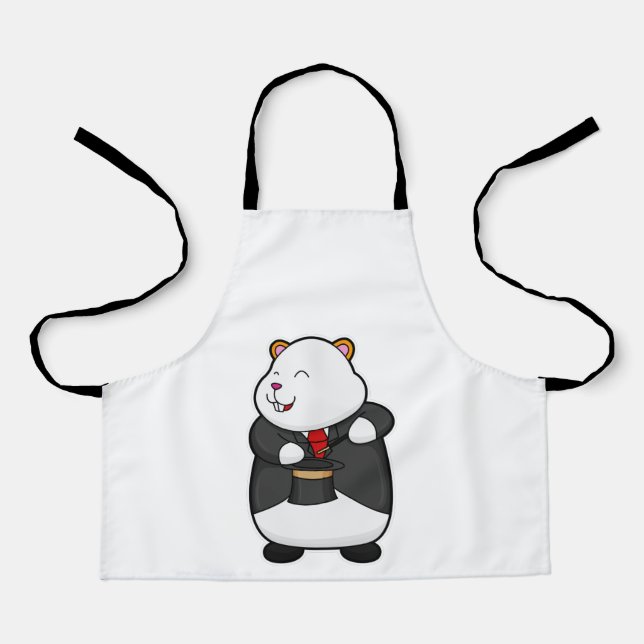 Hamster als Magier mit Zauberstab & Hut Schürze (Vorderseite)