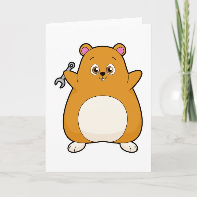 Hamster als Mechanik mit Schraubenschlüssel Karte (Vorderseite)