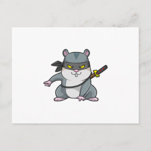 Hamster als Ninja in den Kampfsportarten mit Schwe Postkarte