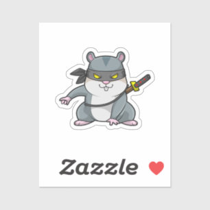 Hamster als Ninja in Kampfkunst mit Schwert Aufkleber