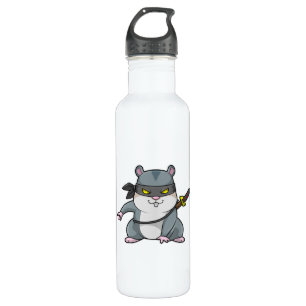 Hamster als Ninja in Kampfkunst mit Schwert Edelstahlflasche