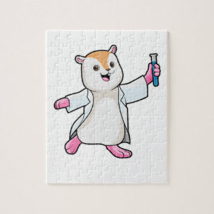 Hamster als Scientist mit Prüfröhre