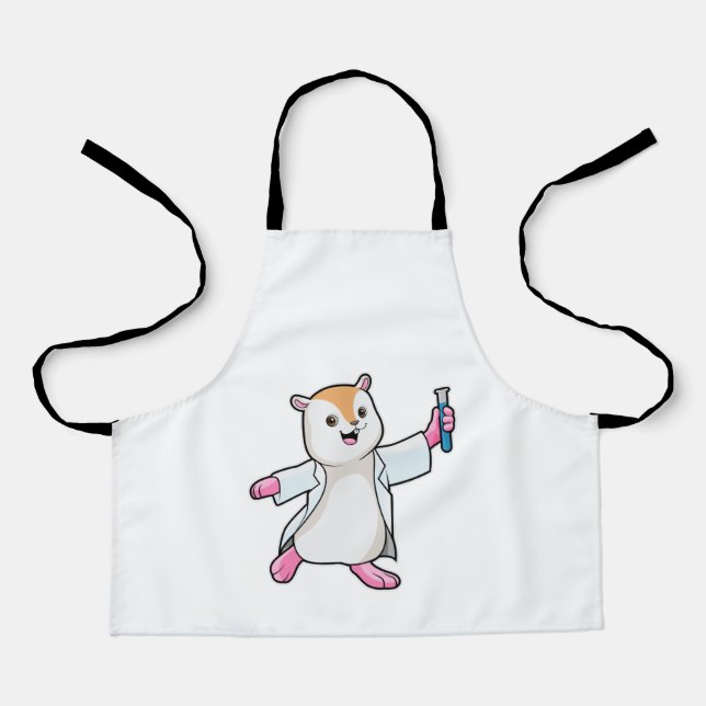 Hamster als Scientist mit Prüfröhre Schürze (Vorderseite)
