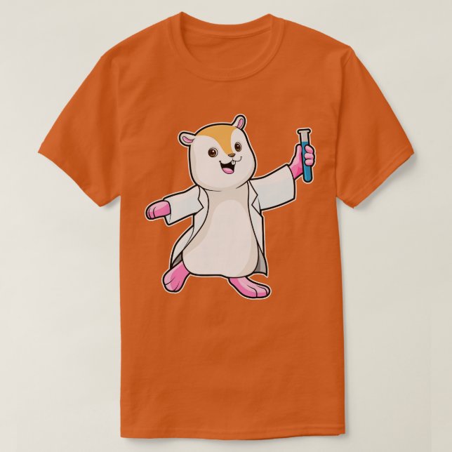 Hamster als Scientist mit Prüfröhre T-Shirt (Design vorne)