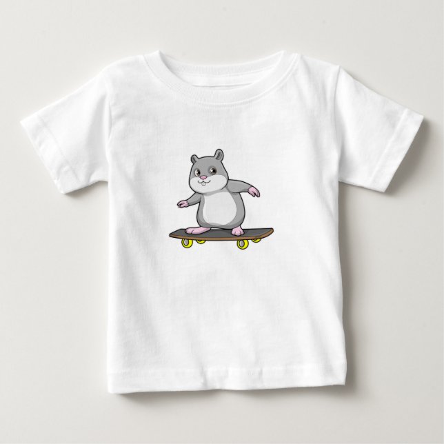 Hamster als Skater mit Skateboard Baby T-shirt (Vorderseite)